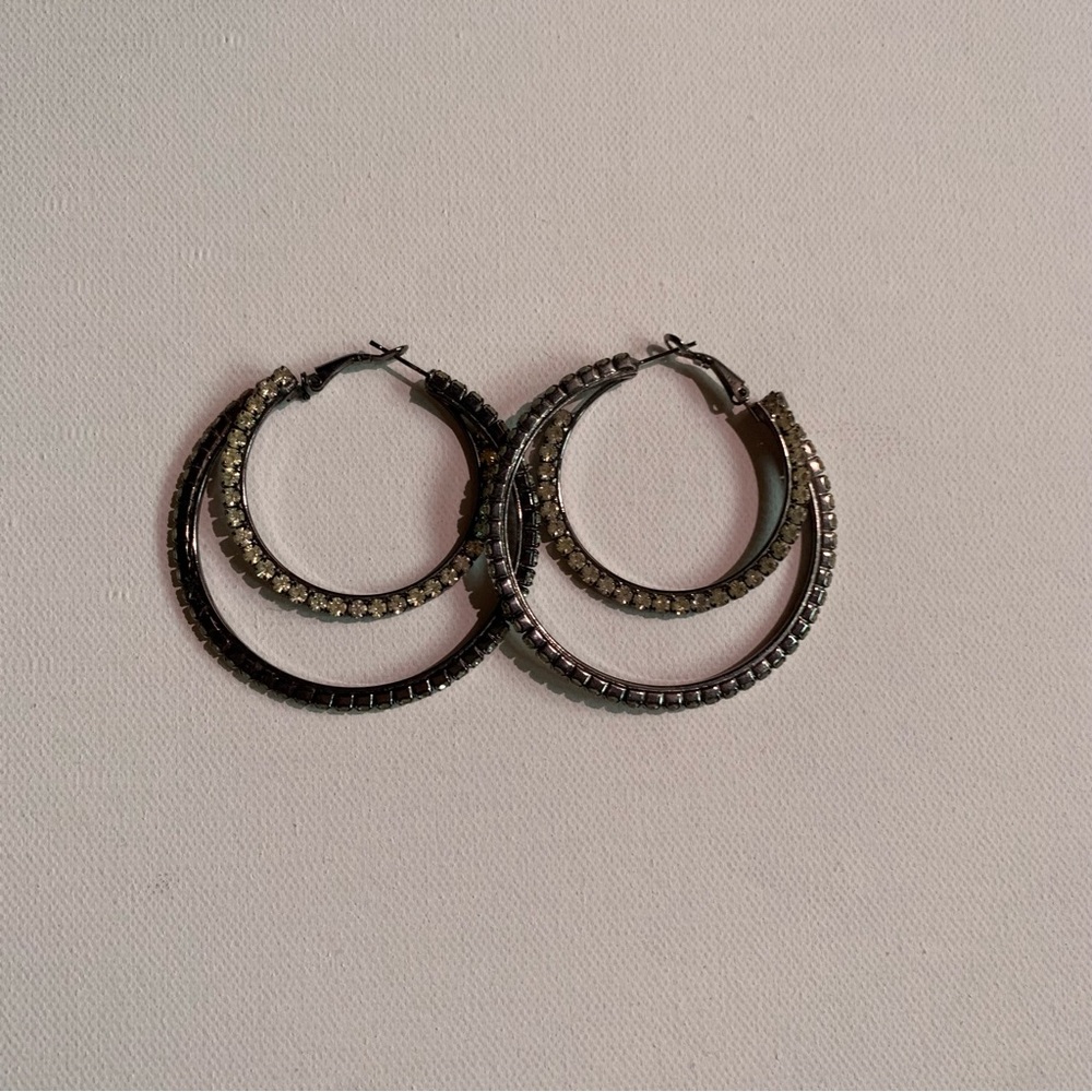 Express Rhinestone Hoops Earrings - Picture 2 of 8